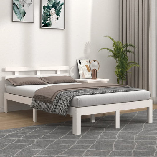 Bedframe massief hout wit 140x200 cm is nu te koop bij PeponiXL, paradijselijk wonen!
