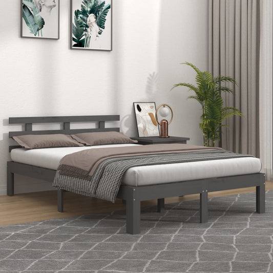 Bedframe massief hout grijs 200x200 cm is nu te koop bij PeponiXL, paradijselijk wonen!