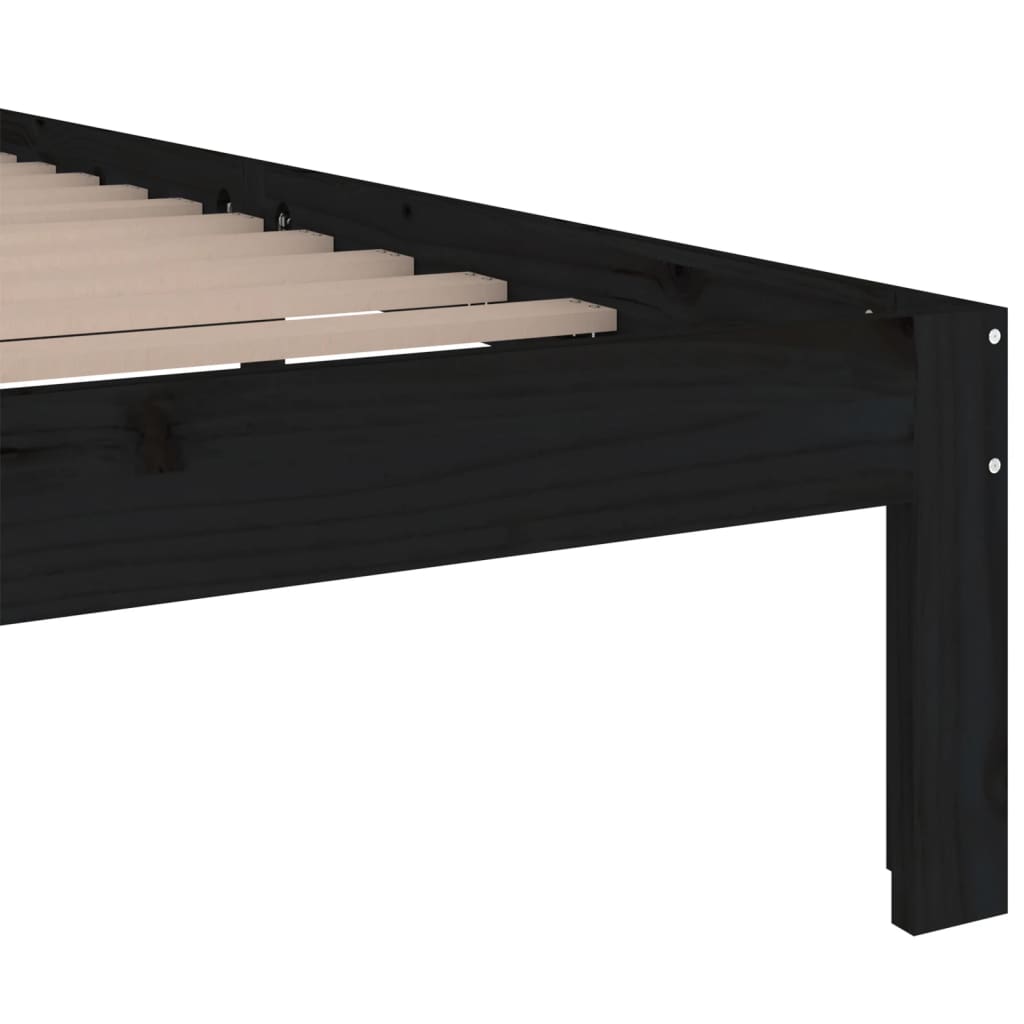 Bedframe massief hout zwart 200x200 cm is nu te koop bij PeponiXL, paradijselijk wonen!