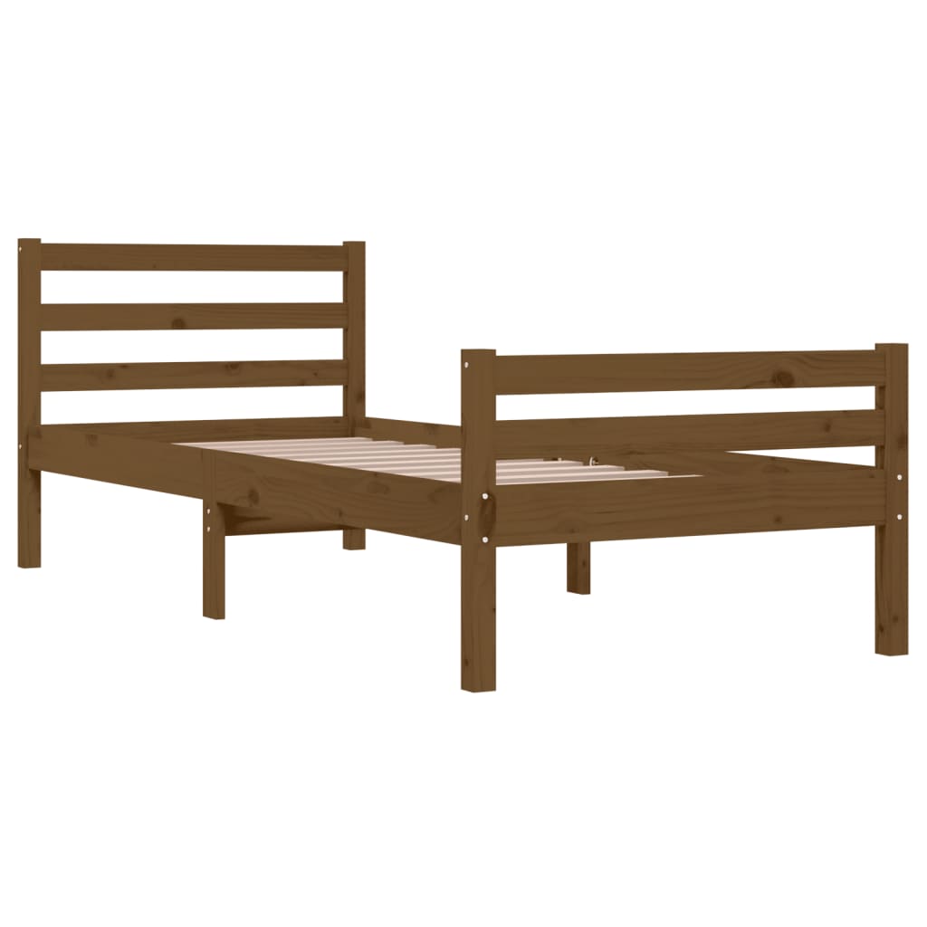 Bedframe massief hout honingbruin 75x190 cm is nu te koop bij PeponiXL, paradijselijk wonen!