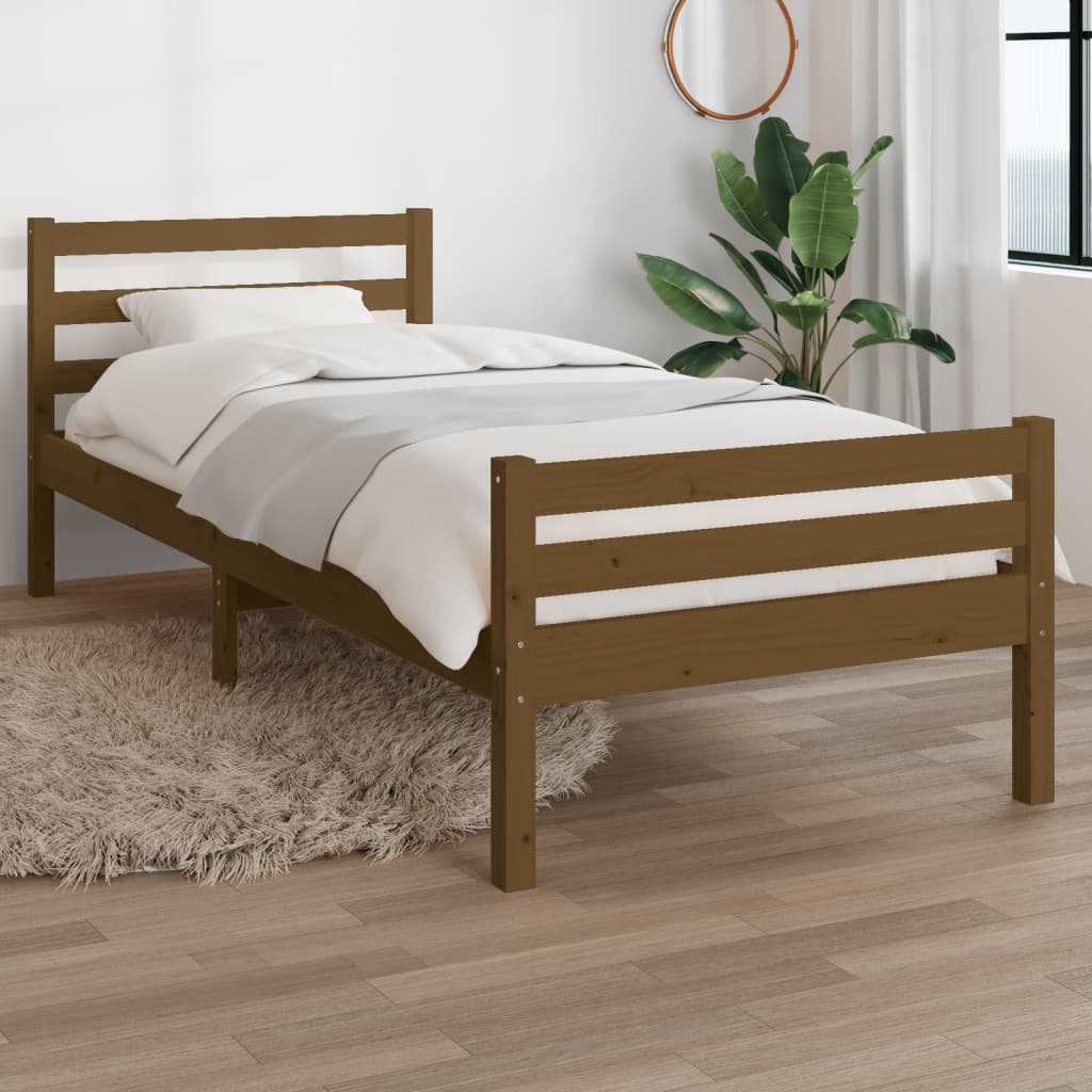Bedframe massief hout honingbruin 75x190 cm is nu te koop bij PeponiXL, paradijselijk wonen!