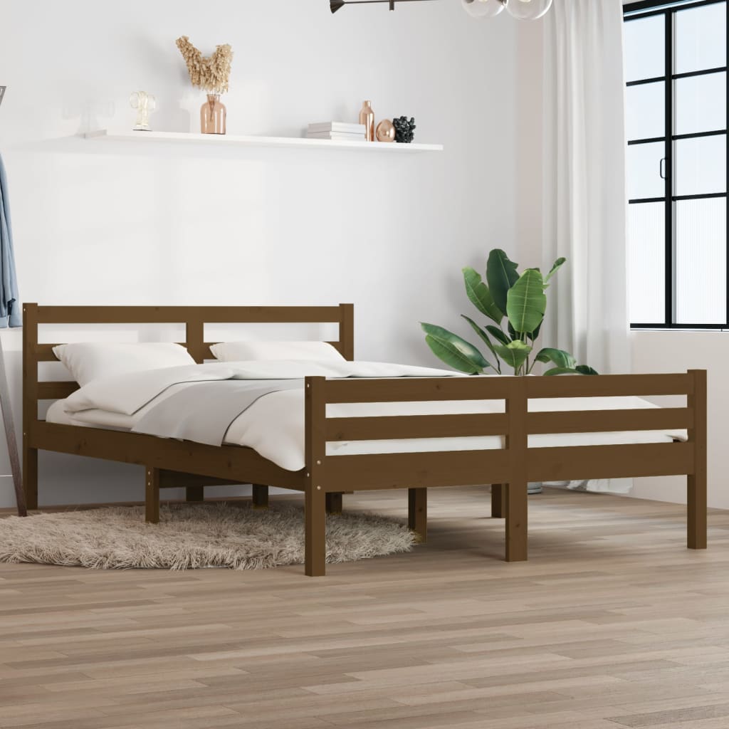 Bedframe massief hout honingbruin 120x190 cm is nu te koop bij PeponiXL, paradijselijk wonen!