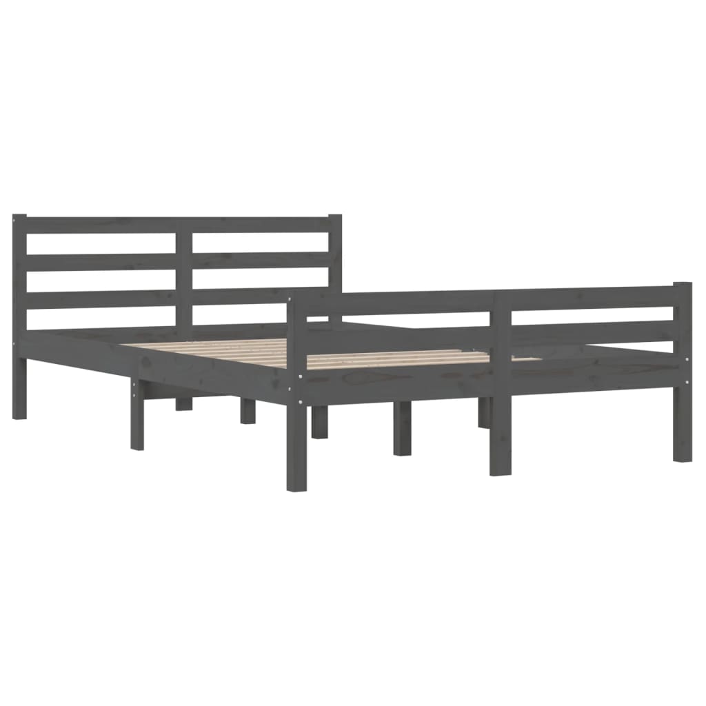 Bedframe massief hout grijs 140x190 cm is nu te koop bij PeponiXL, paradijselijk wonen!