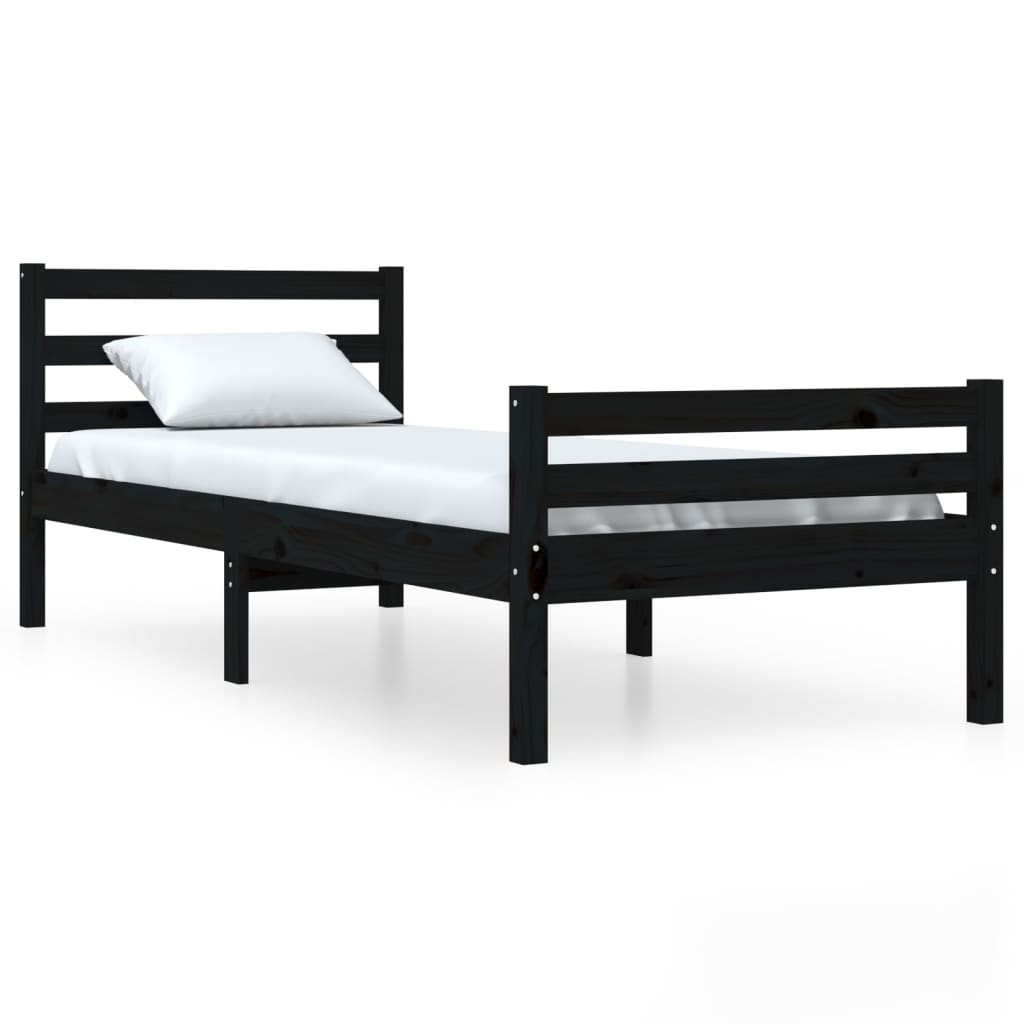 Bedframe massief hout zwart 100x200 cm is nu te koop bij PeponiXL, paradijselijk wonen!