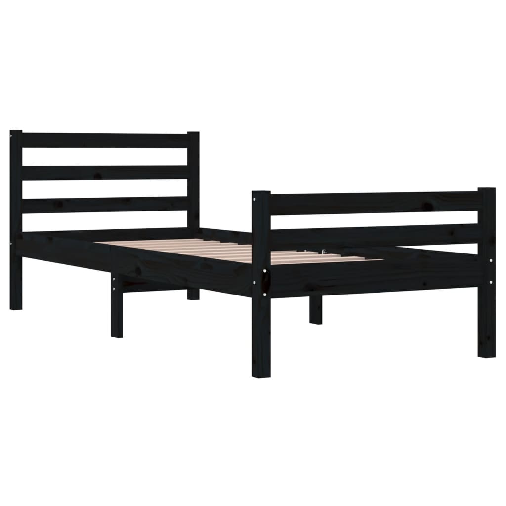 Bedframe massief hout zwart 100x200 cm is nu te koop bij PeponiXL, paradijselijk wonen!