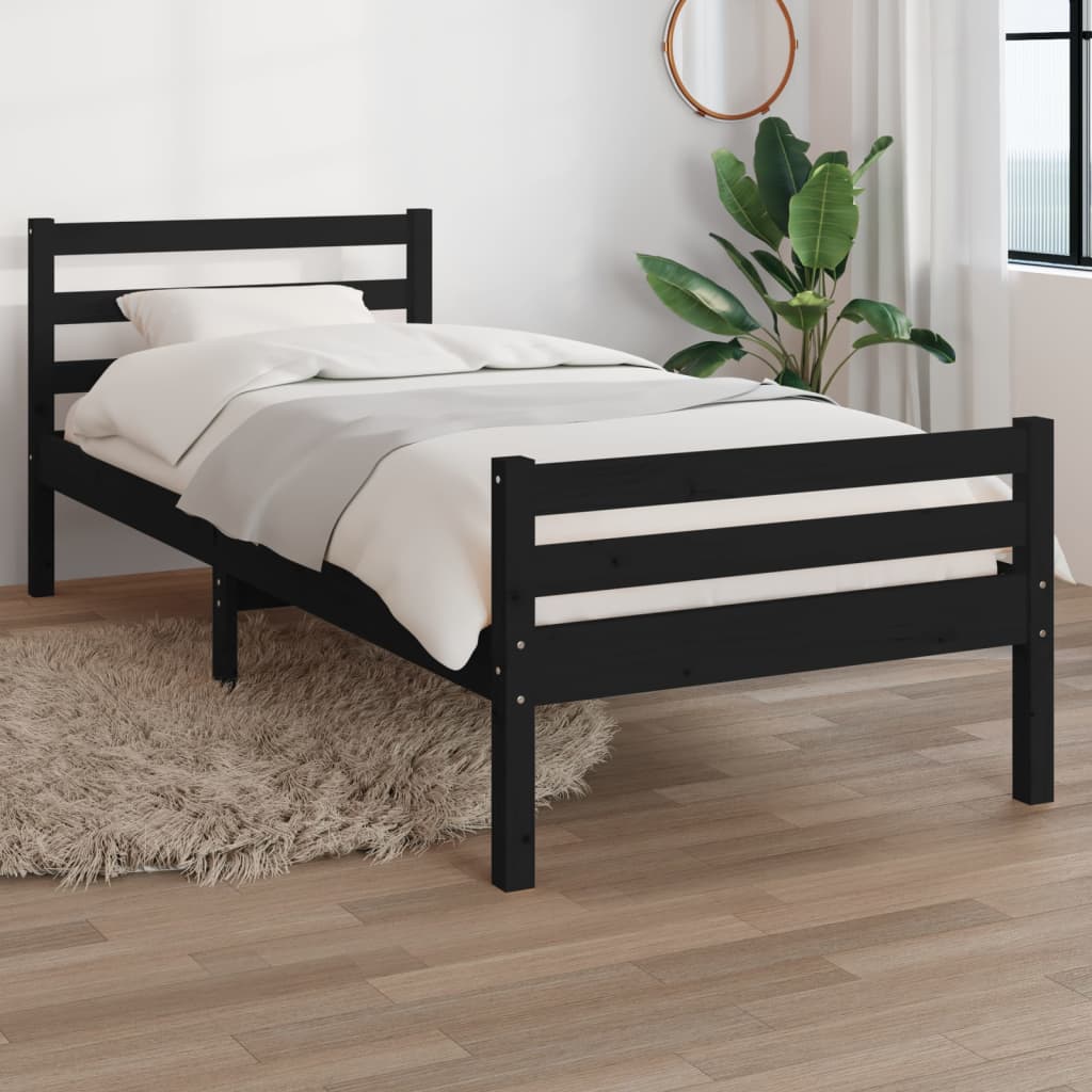 Bedframe massief hout zwart 100x200 cm is nu te koop bij PeponiXL, paradijselijk wonen!