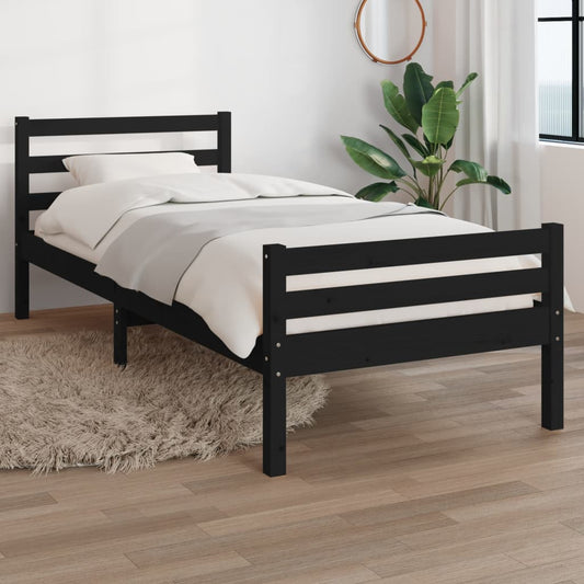 Bedframe massief hout zwart 100x200 cm is nu te koop bij PeponiXL, paradijselijk wonen!