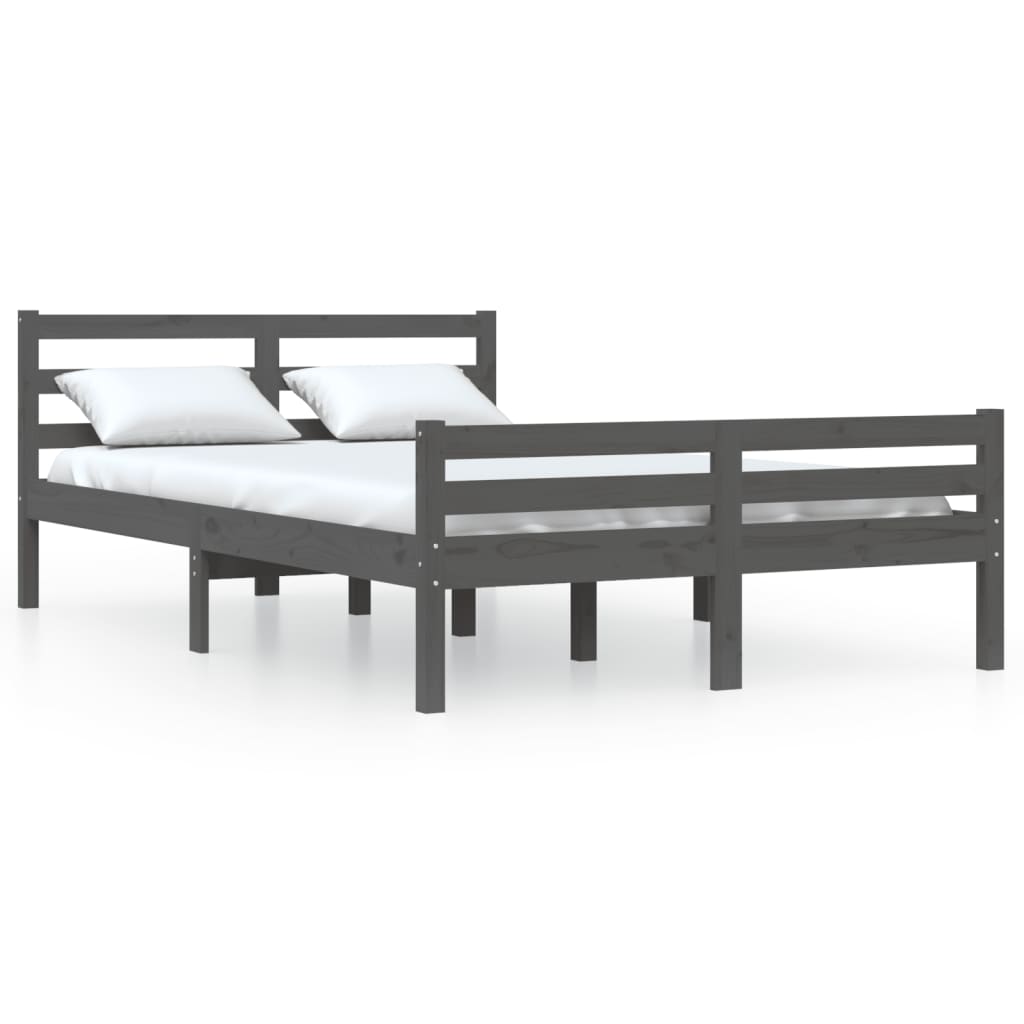 Bedframe massief hout grijs 120x200 cm is nu te koop bij PeponiXL, paradijselijk wonen!
