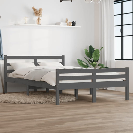 Bedframe massief hout grijs 120x200 cm is nu te koop bij PeponiXL, paradijselijk wonen!