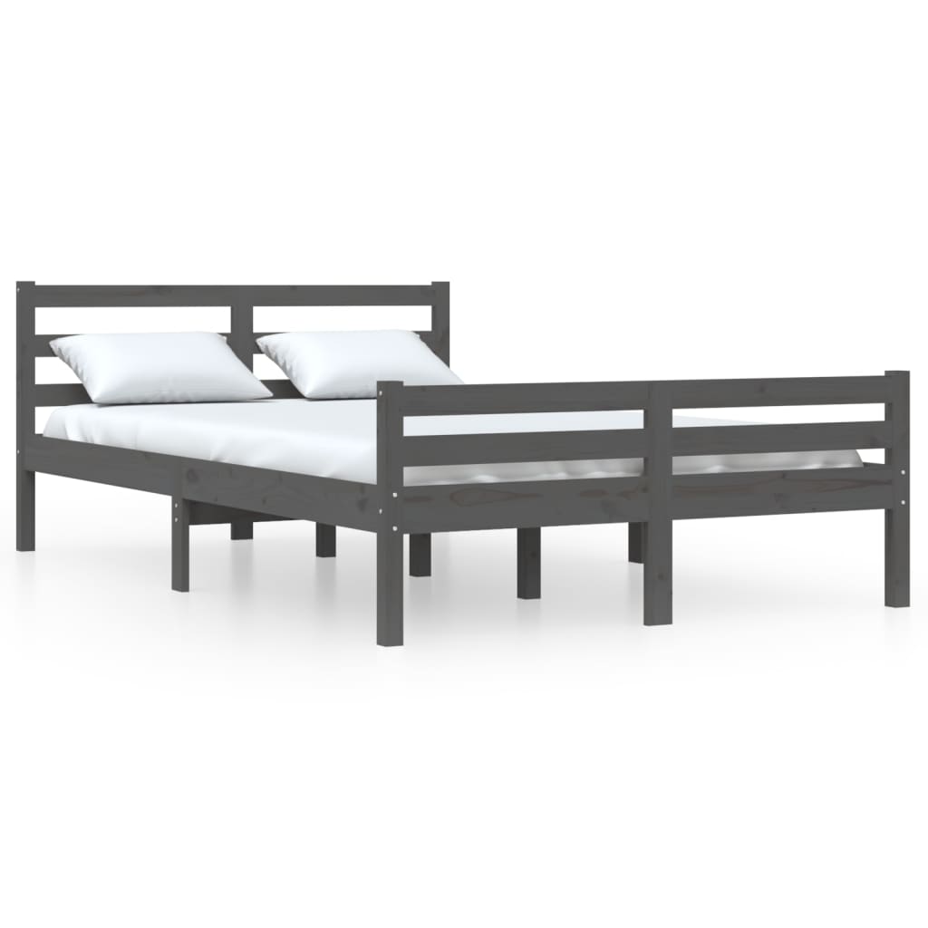 Bedframe massief hout grijs 150x200 cm is nu te koop bij PeponiXL, paradijselijk wonen!