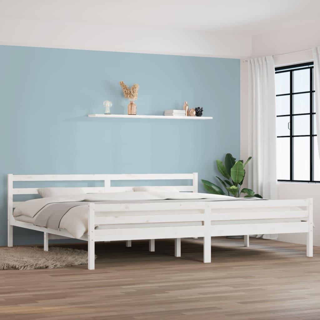 Bedframe massief hout wit 200x200 cm is nu te koop bij PeponiXL, paradijselijk wonen!