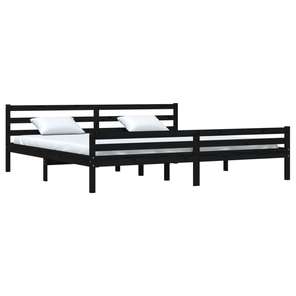 Bedframe massief hout zwart 200x200 cm is nu te koop bij PeponiXL, paradijselijk wonen!