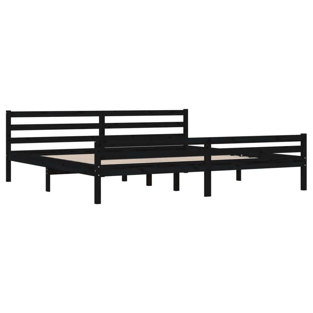 Bedframe massief hout zwart 200x200 cm is nu te koop bij PeponiXL, paradijselijk wonen!