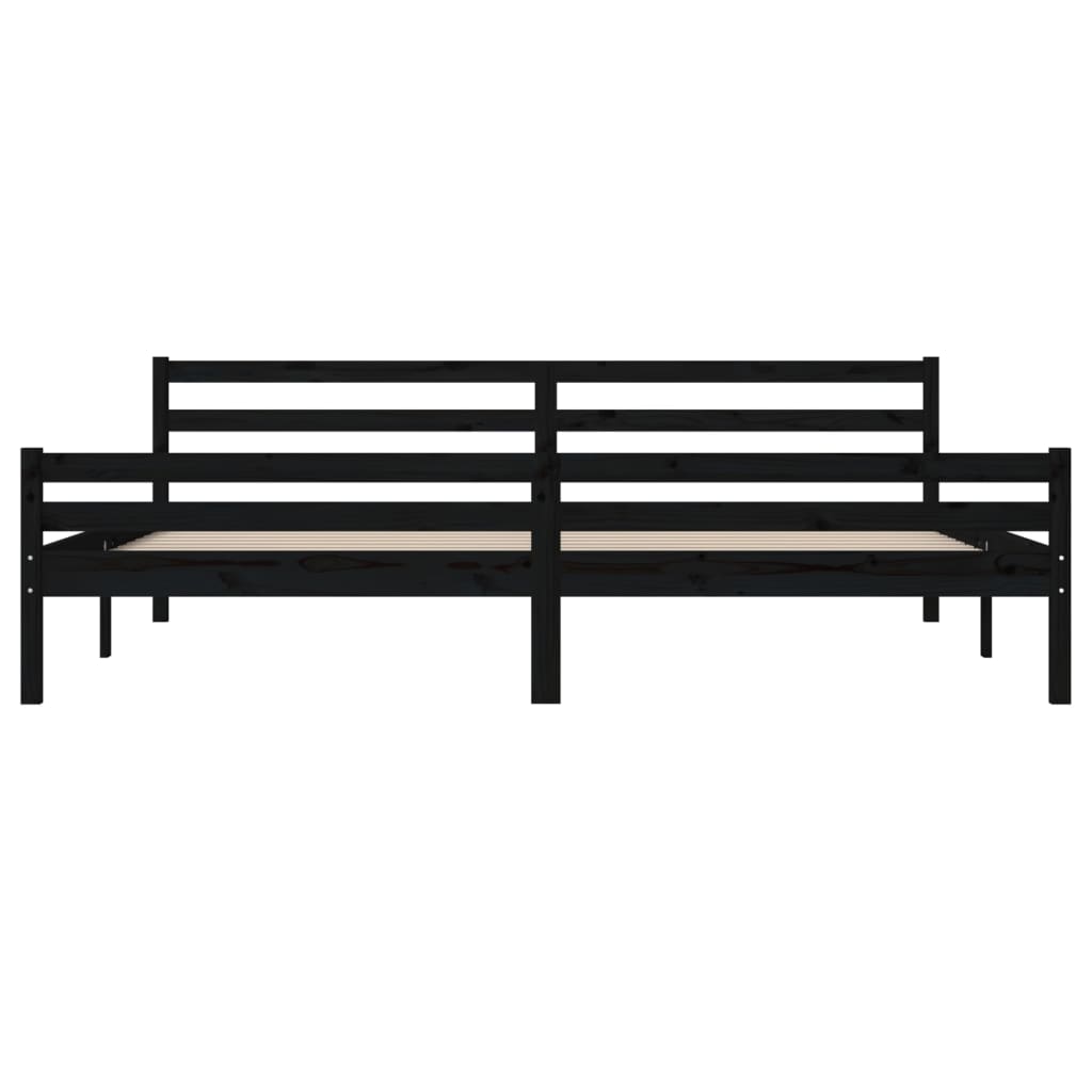 Bedframe massief hout zwart 200x200 cm is nu te koop bij PeponiXL, paradijselijk wonen!