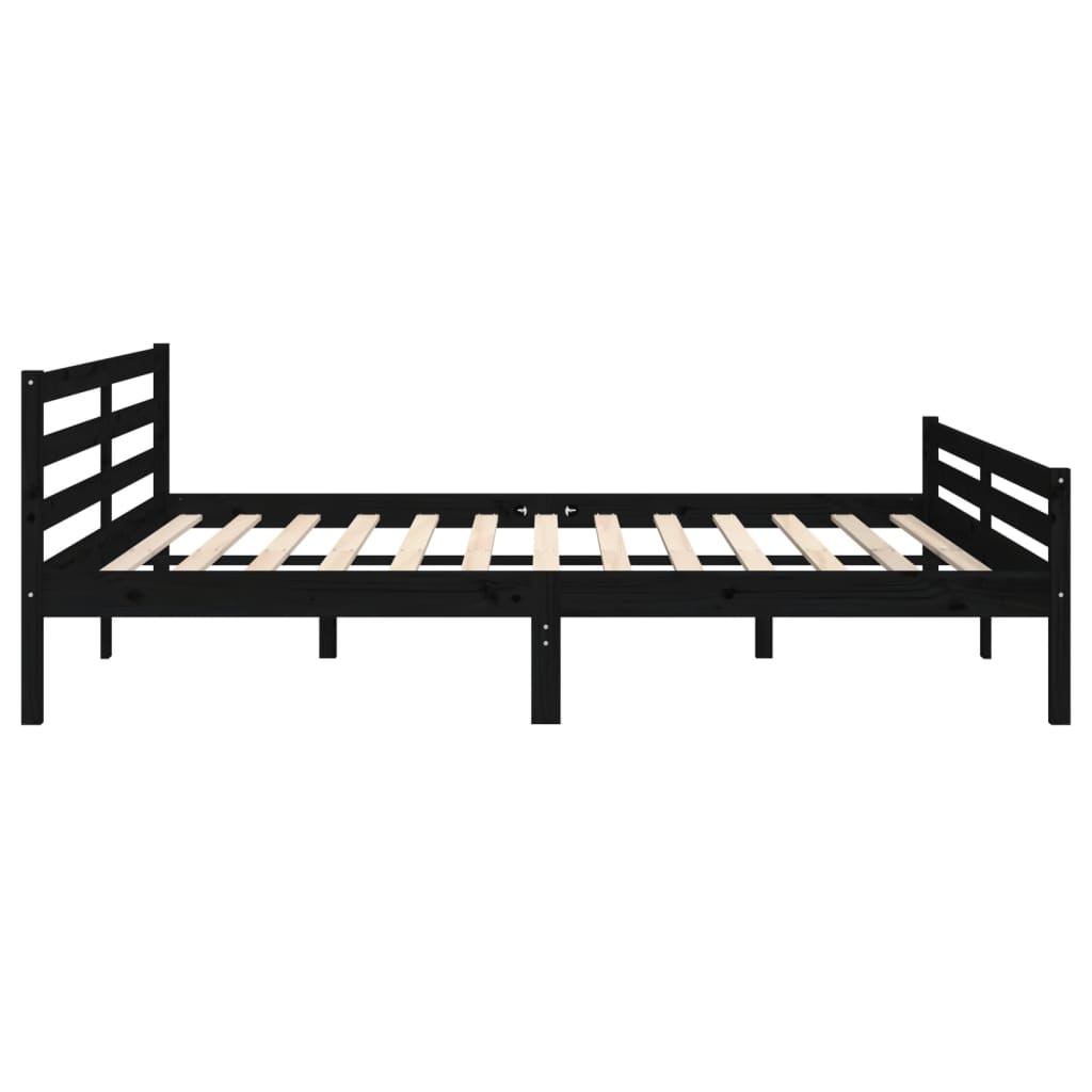 Bedframe massief hout zwart 200x200 cm is nu te koop bij PeponiXL, paradijselijk wonen!