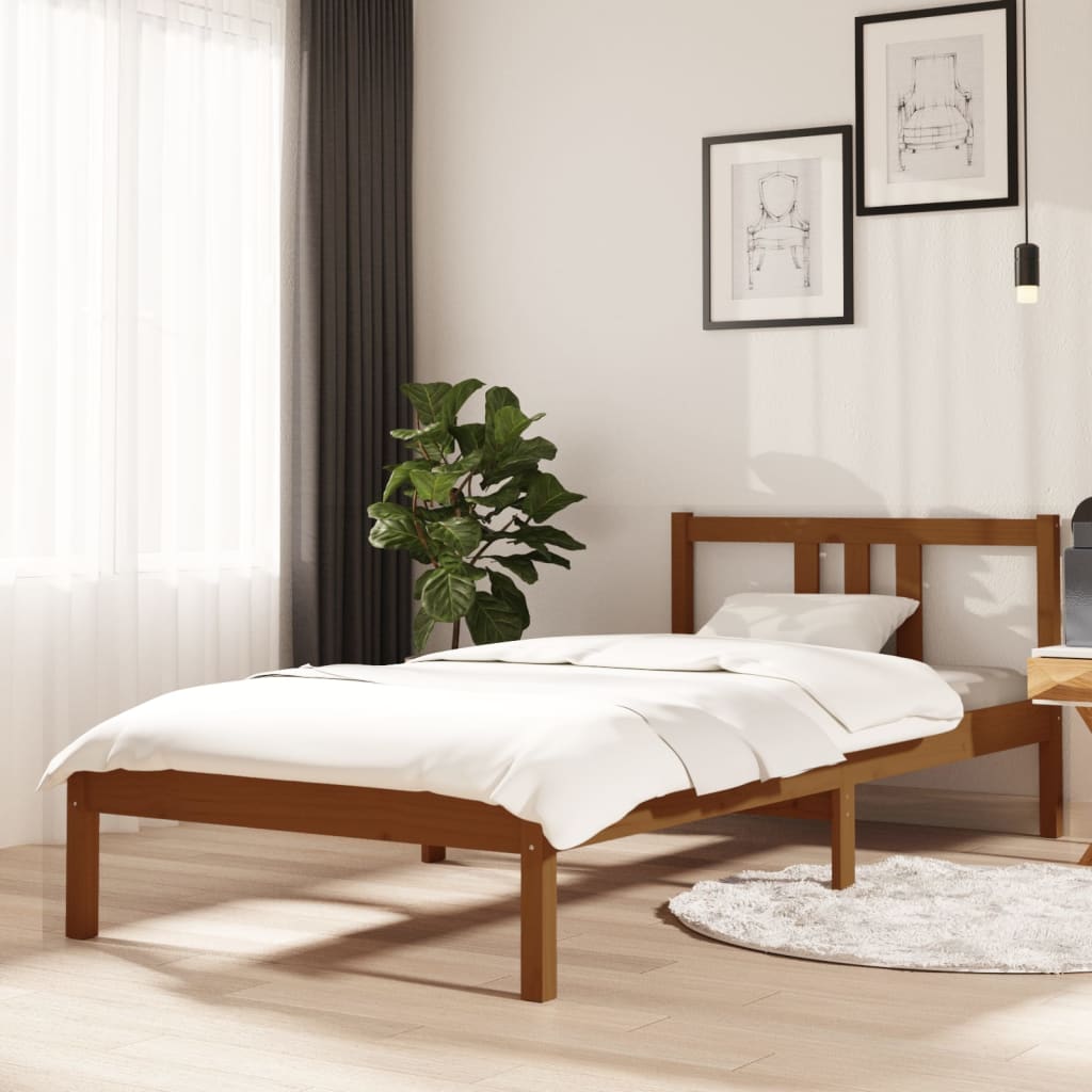 Bedframe massief hout honingbruin 90x200 cm is nu te koop bij PeponiXL, paradijselijk wonen!