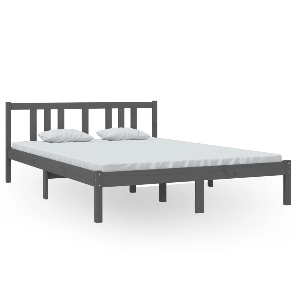 Bedframe massief hout grijs 140x200 cm is nu te koop bij PeponiXL, paradijselijk wonen!