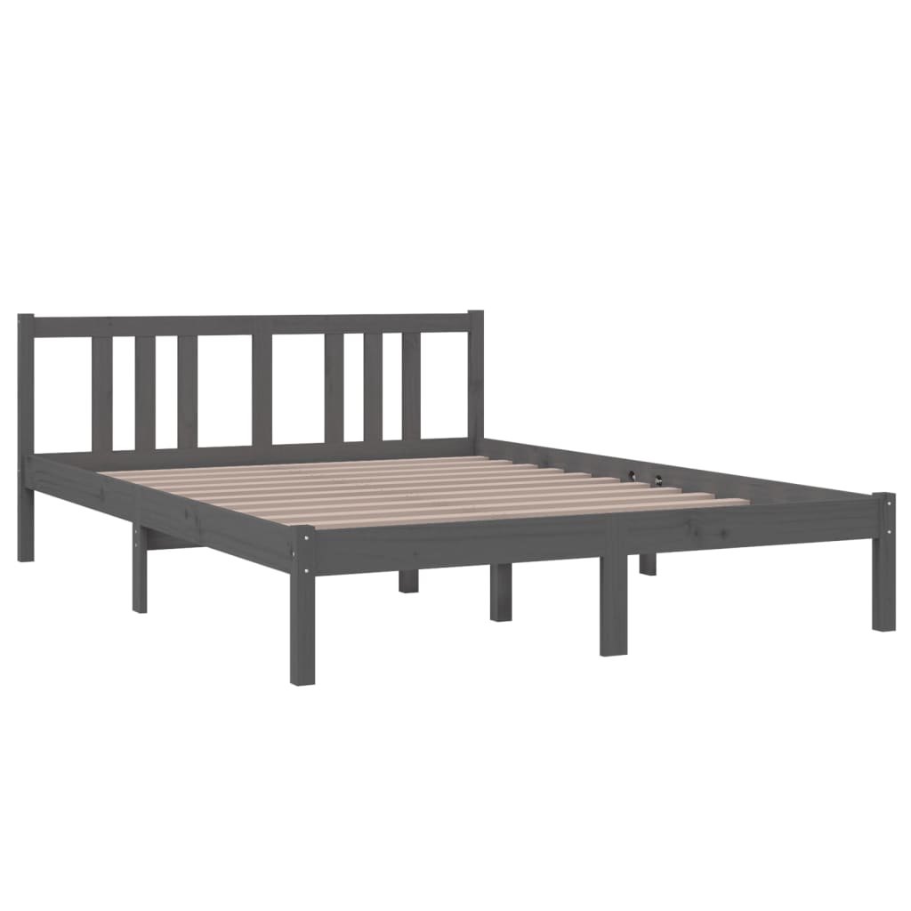 Bedframe massief hout grijs 140x200 cm is nu te koop bij PeponiXL, paradijselijk wonen!