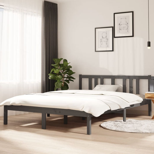 Bedframe massief hout grijs 140x200 cm is nu te koop bij PeponiXL, paradijselijk wonen!