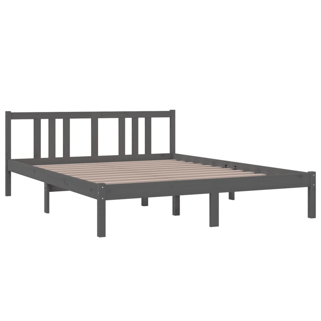 Bedframe massief hout grijs 150x200 cm is nu te koop bij PeponiXL, paradijselijk wonen!
