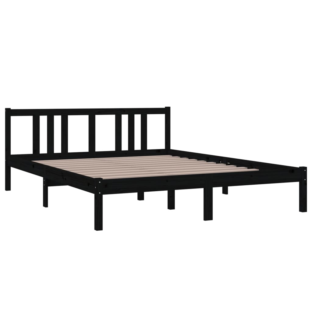 Bedframe massief hout zwart 150x200 cm is nu te koop bij PeponiXL, paradijselijk wonen!
