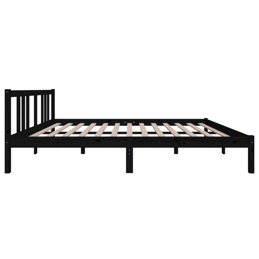 Bedframe massief hout zwart 150x200 cm is nu te koop bij PeponiXL, paradijselijk wonen!