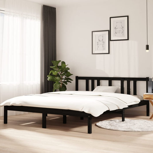 Bedframe massief hout zwart 150x200 cm is nu te koop bij PeponiXL, paradijselijk wonen!