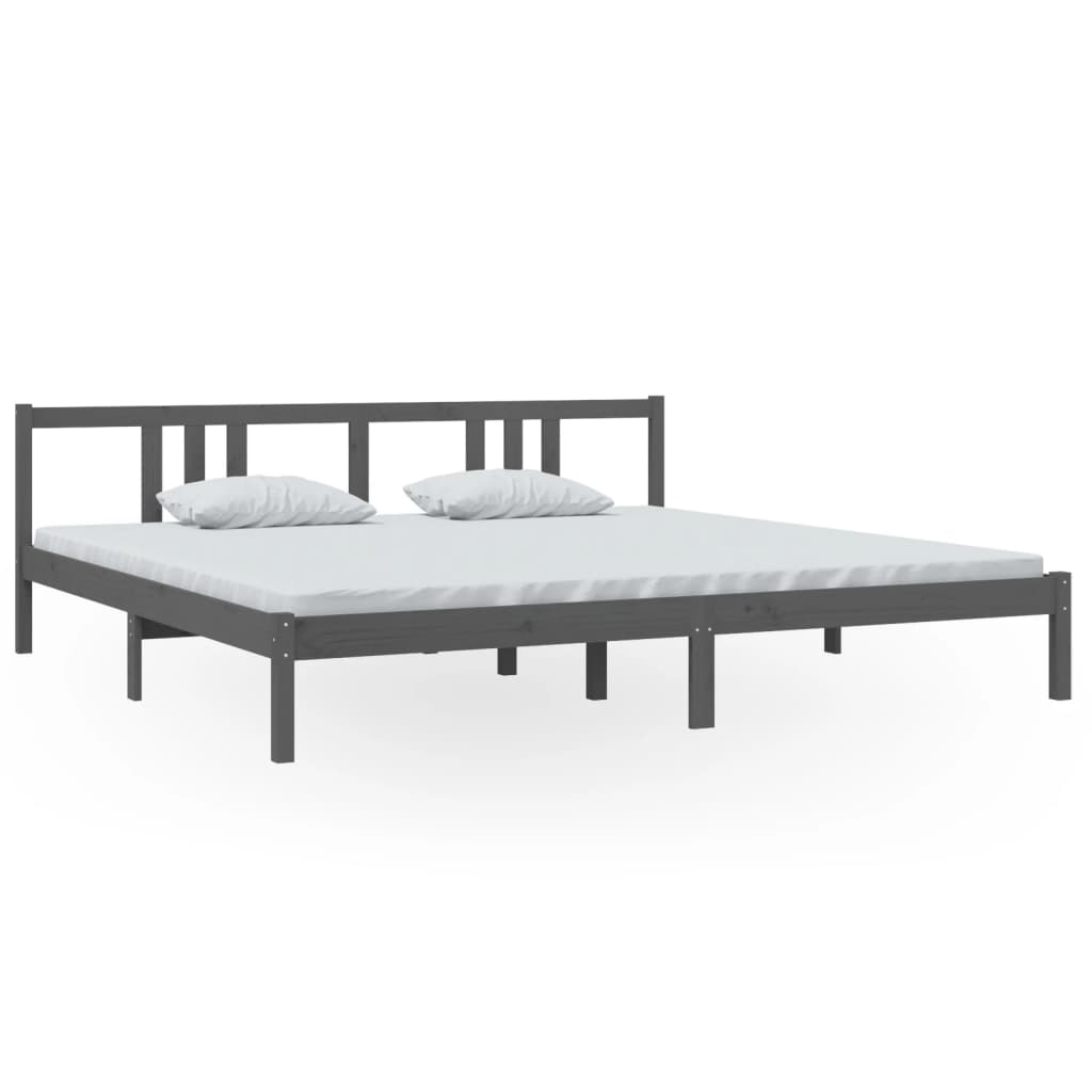 Bedframe massief hout grijs 200x200 cm is nu te koop bij PeponiXL, paradijselijk wonen!