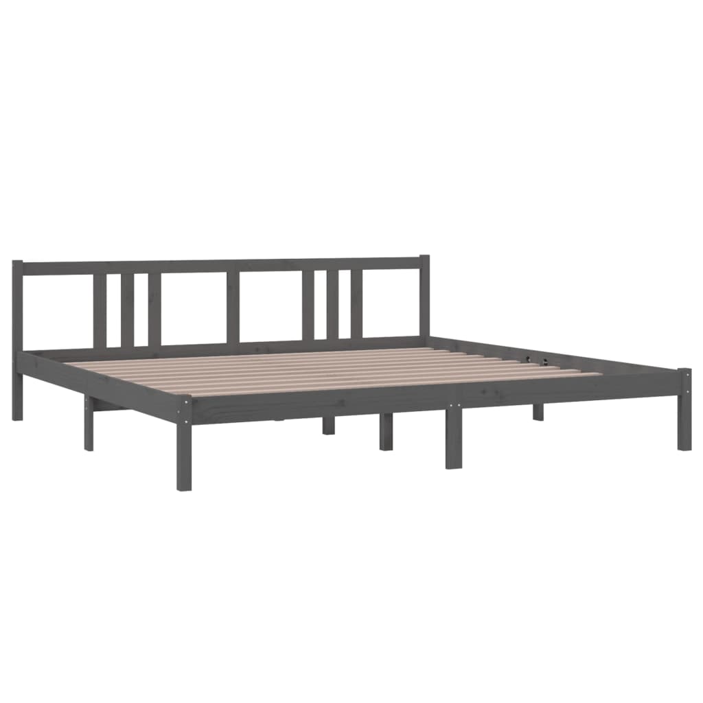 Bedframe massief hout grijs 200x200 cm is nu te koop bij PeponiXL, paradijselijk wonen!