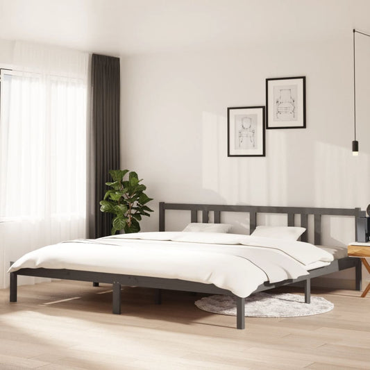 Bedframe massief hout grijs 200x200 cm is nu te koop bij PeponiXL, paradijselijk wonen!
