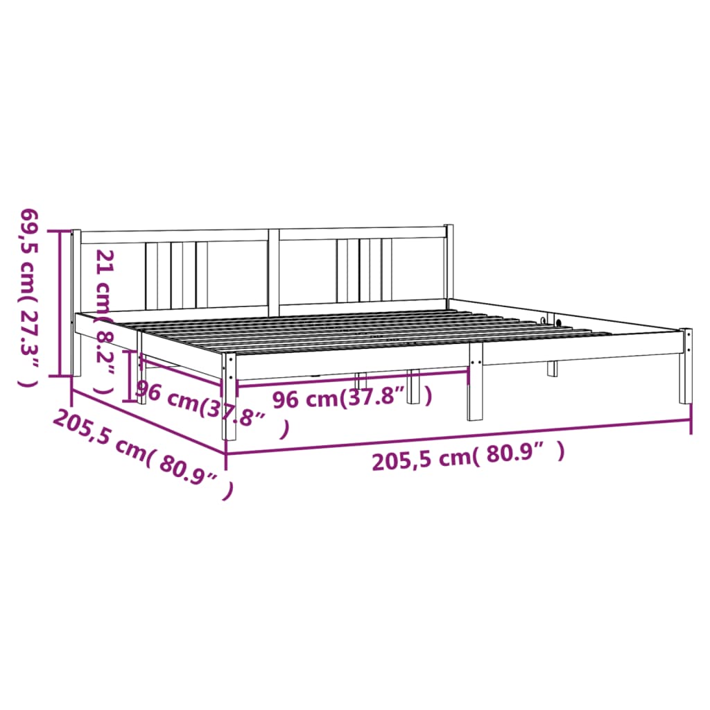 Bedframe massief hout honingbruin 200x200 cm is nu te koop bij PeponiXL, paradijselijk wonen!