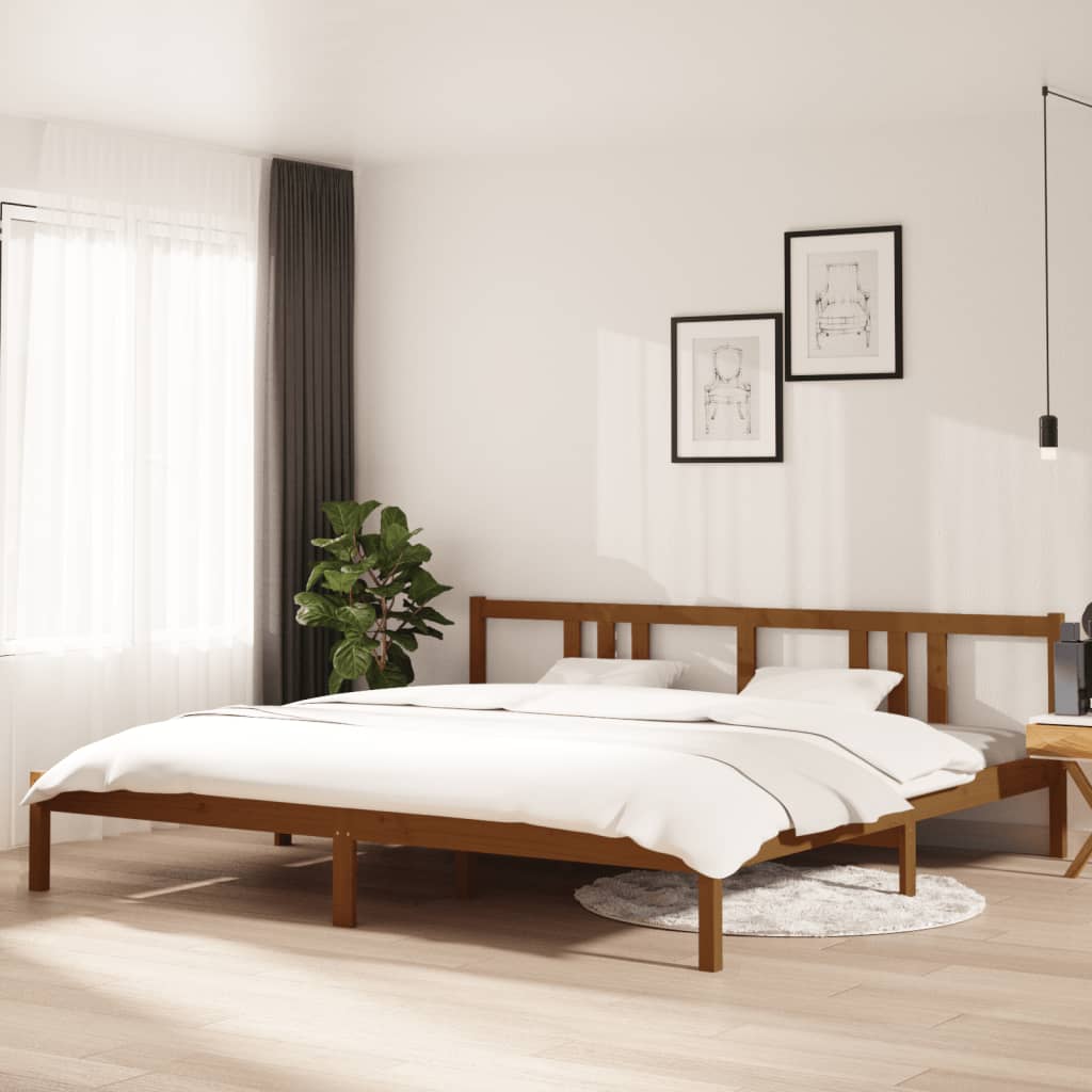 Bedframe massief hout honingbruin 200x200 cm is nu te koop bij PeponiXL, paradijselijk wonen!