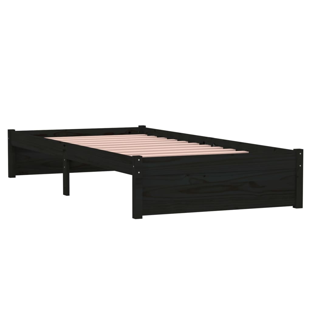 Bedframe massief hout zwart 90x190 cm is nu te koop bij PeponiXL, paradijselijk wonen!