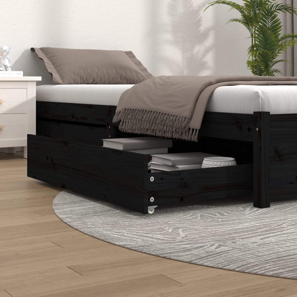 Bedlades 2 st massief grenenhout zwart is nu te koop bij PeponiXL, paradijselijk wonen!