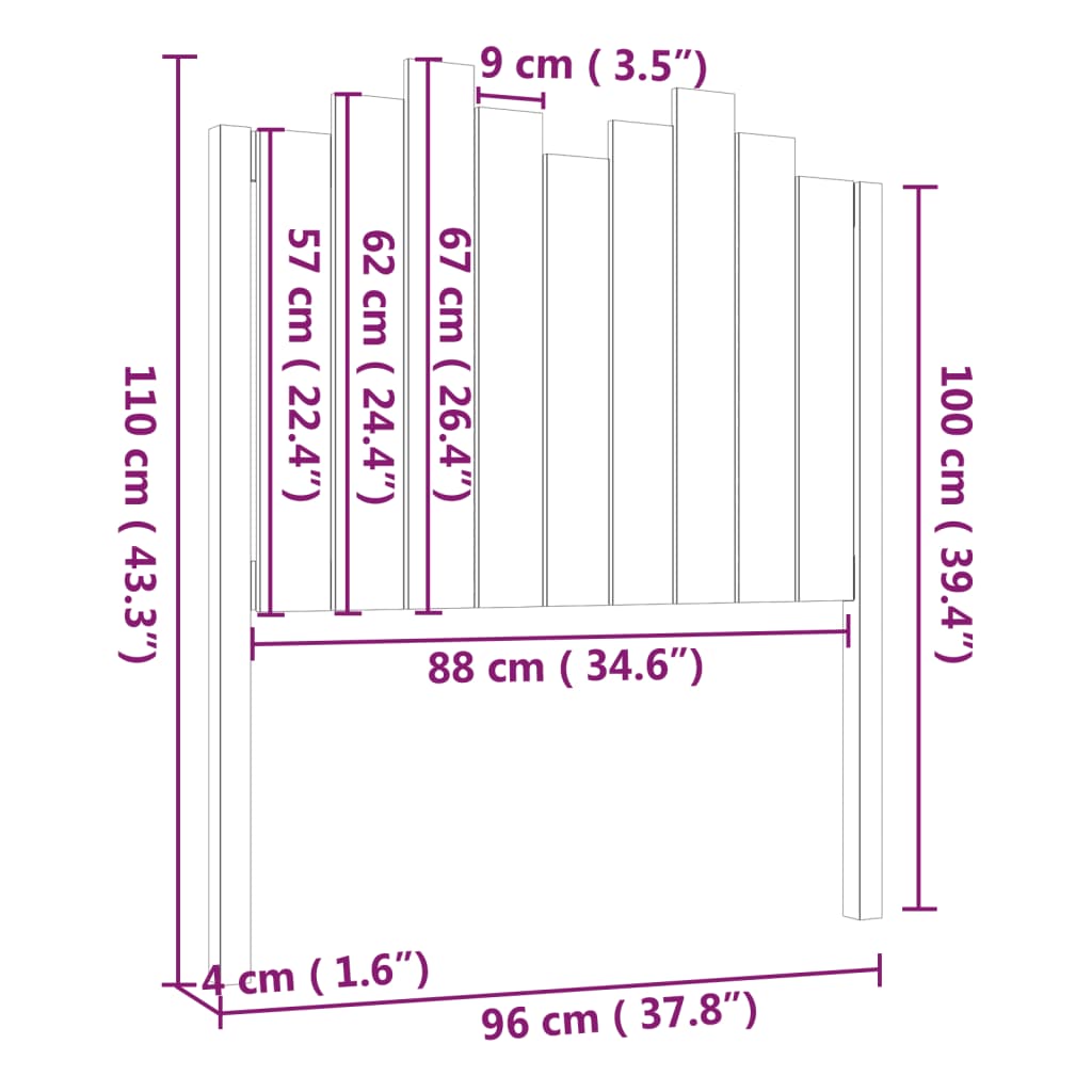 Hoofdbord 96x4x110 cm massief grenenhout zwart is nu te koop bij PeponiXL, paradijselijk wonen!