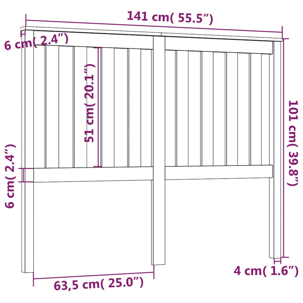 Hoofdbord 141x6x101 cm massief grenenhout is nu te koop bij PeponiXL, paradijselijk wonen!