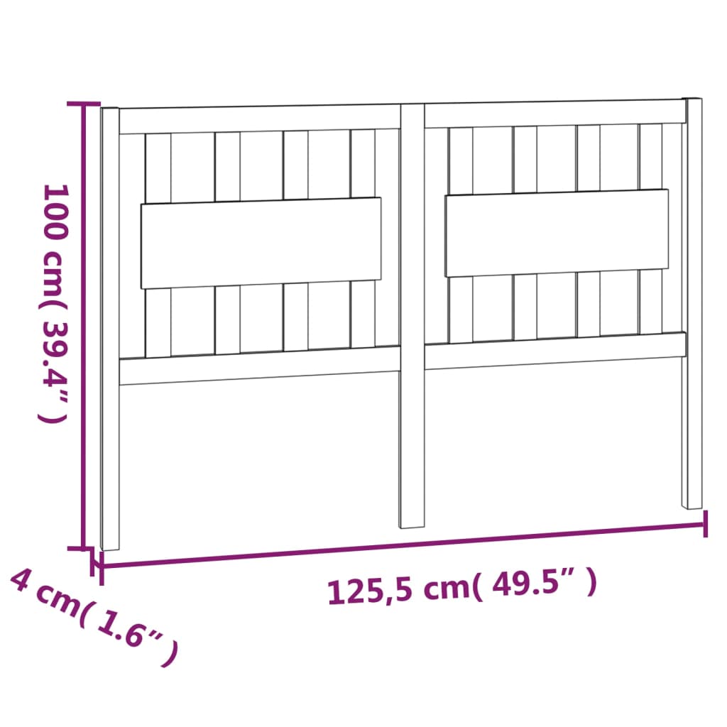 Hoofdbord 125,5x4x100 cm massief grenenhout honingbruin is nu te koop bij PeponiXL, paradijselijk wonen!