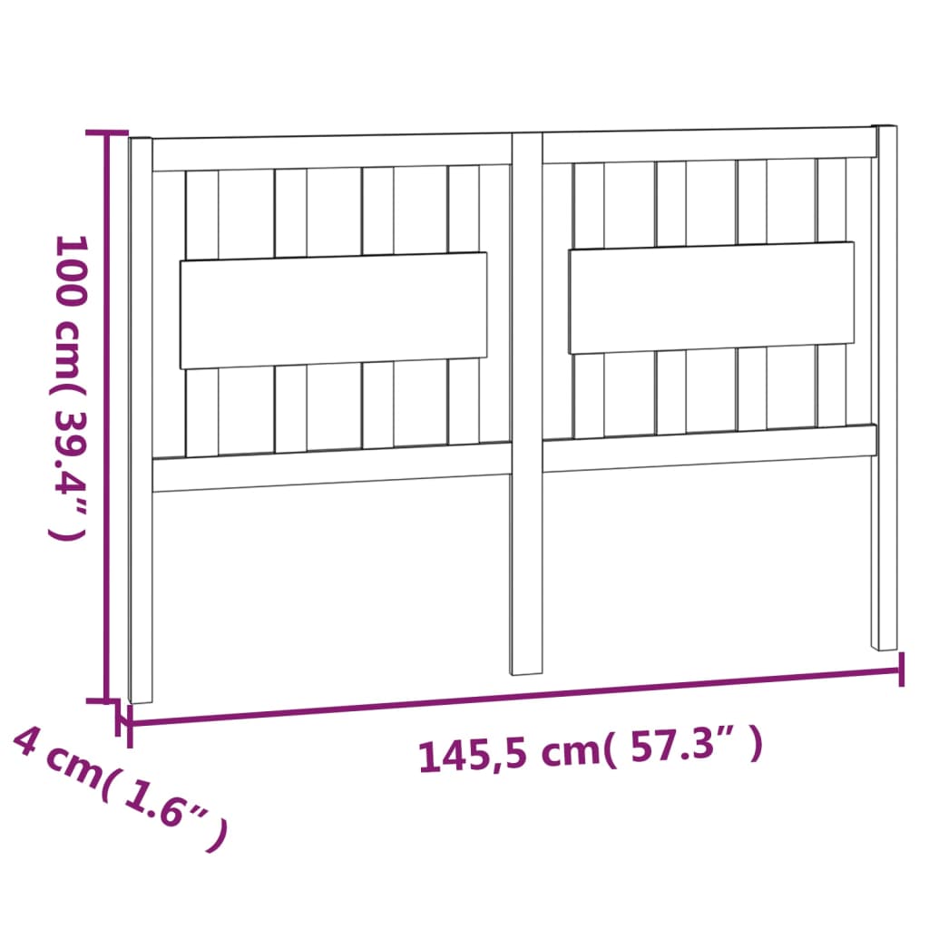Hoofdbord 145,5x4x100 cm massief grenenhout honingbruin is nu te koop bij PeponiXL, paradijselijk wonen!