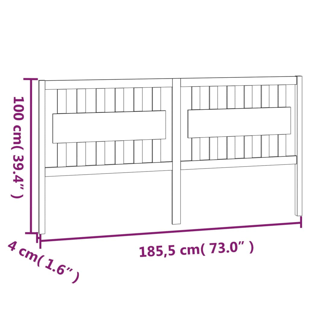Hoofdbord 185,5x4x100 cm massief grenenhout is nu te koop bij PeponiXL, paradijselijk wonen!