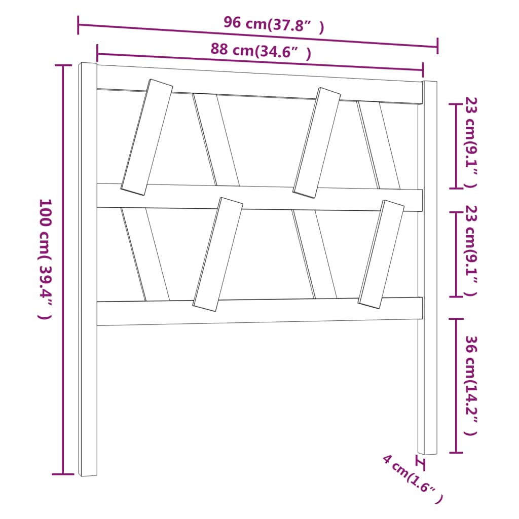 Hoofdbord 96x4x100 cm massief grenenhout grijs is nu te koop bij PeponiXL, paradijselijk wonen!