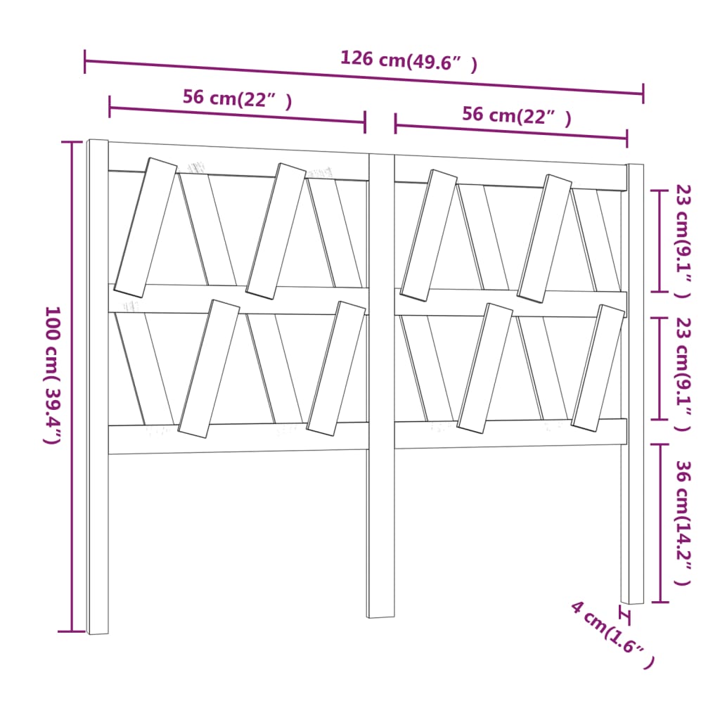 Hoofdbord 126x4x100 cm massief grenenhout zwart is nu te koop bij PeponiXL, paradijselijk wonen!