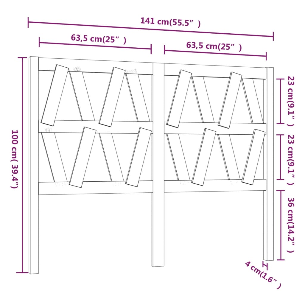 Hoofdbord 141x4x100 cm massief grenenhout is nu te koop bij PeponiXL, paradijselijk wonen!