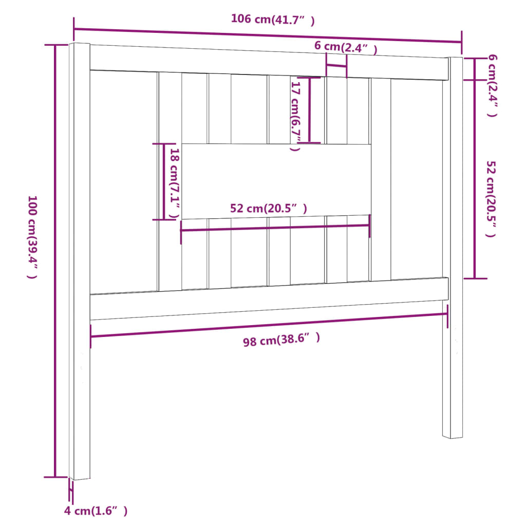 Hoofdbord 106x4x100 cm massief grenenhout honingbruin is nu te koop bij PeponiXL, paradijselijk wonen!