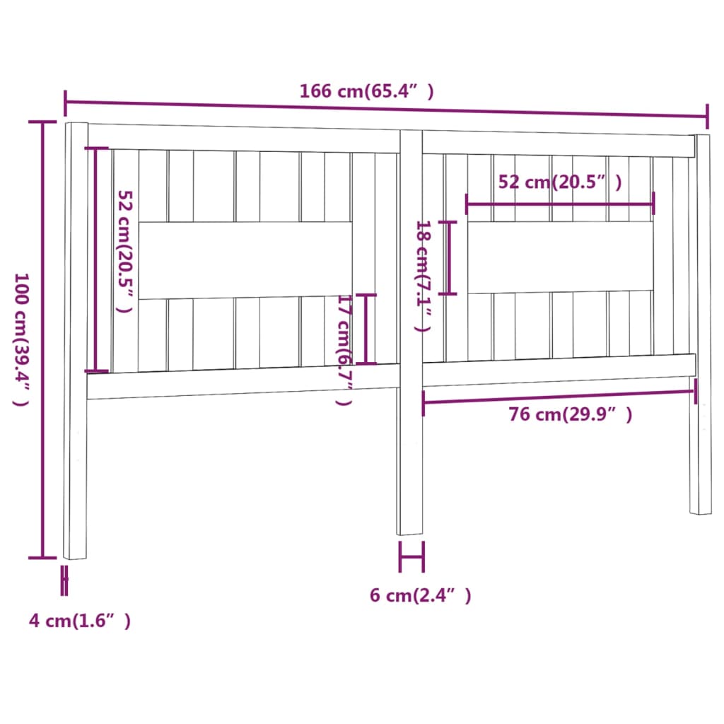 Hoofdbord 166x4x100 cm massief grenenhout grijs is nu te koop bij PeponiXL, paradijselijk wonen!