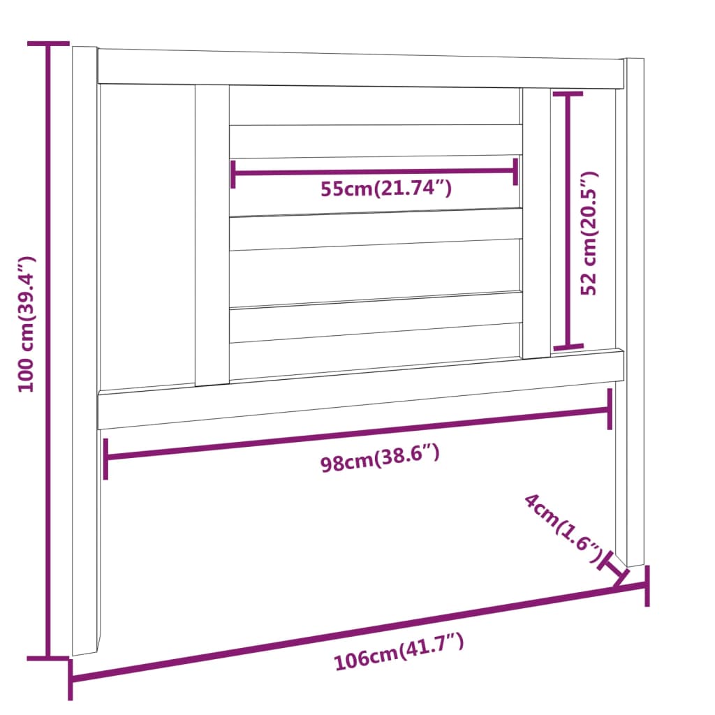 Hoofdbord 106x4x100 cm massief grenenhout grijs is nu te koop bij PeponiXL, paradijselijk wonen!