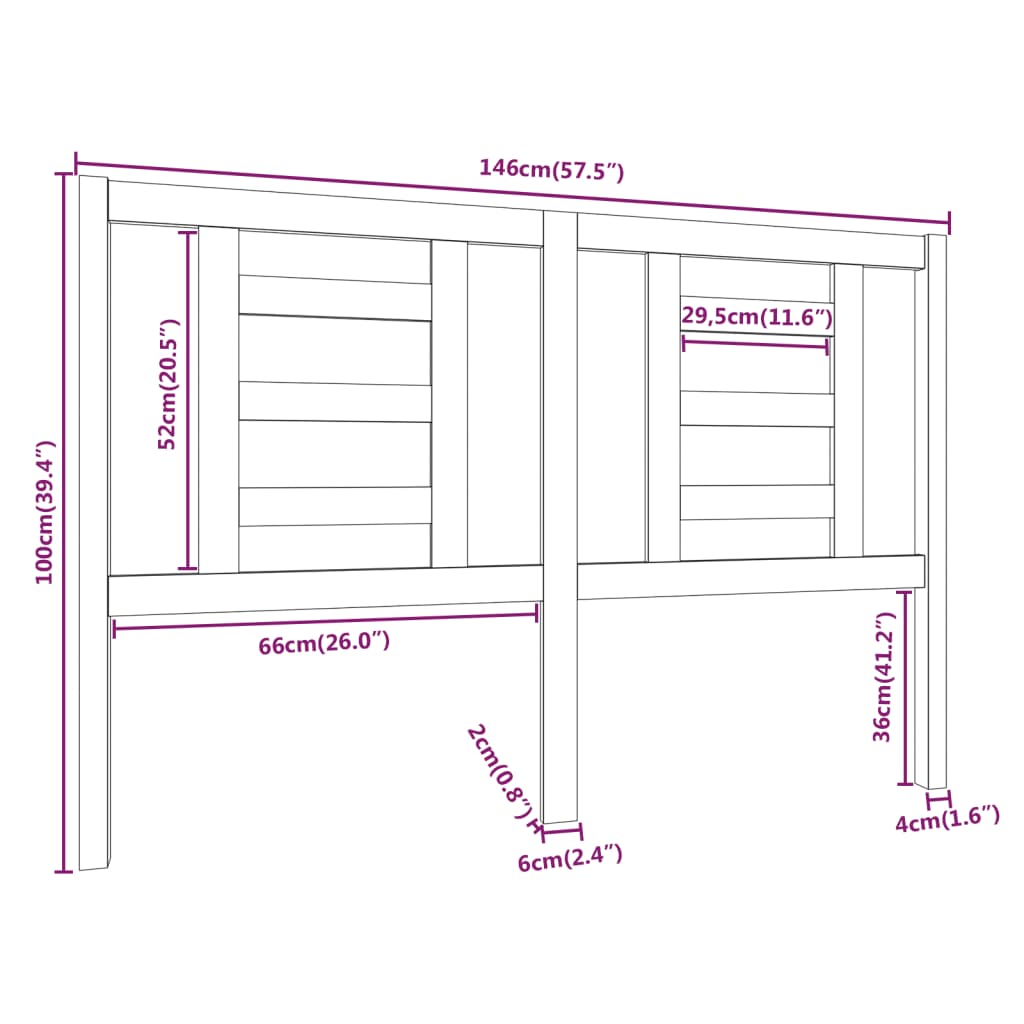 Hoofdbord 146x4x100 cm massief grenenhout zwart is nu te koop bij PeponiXL, paradijselijk wonen!