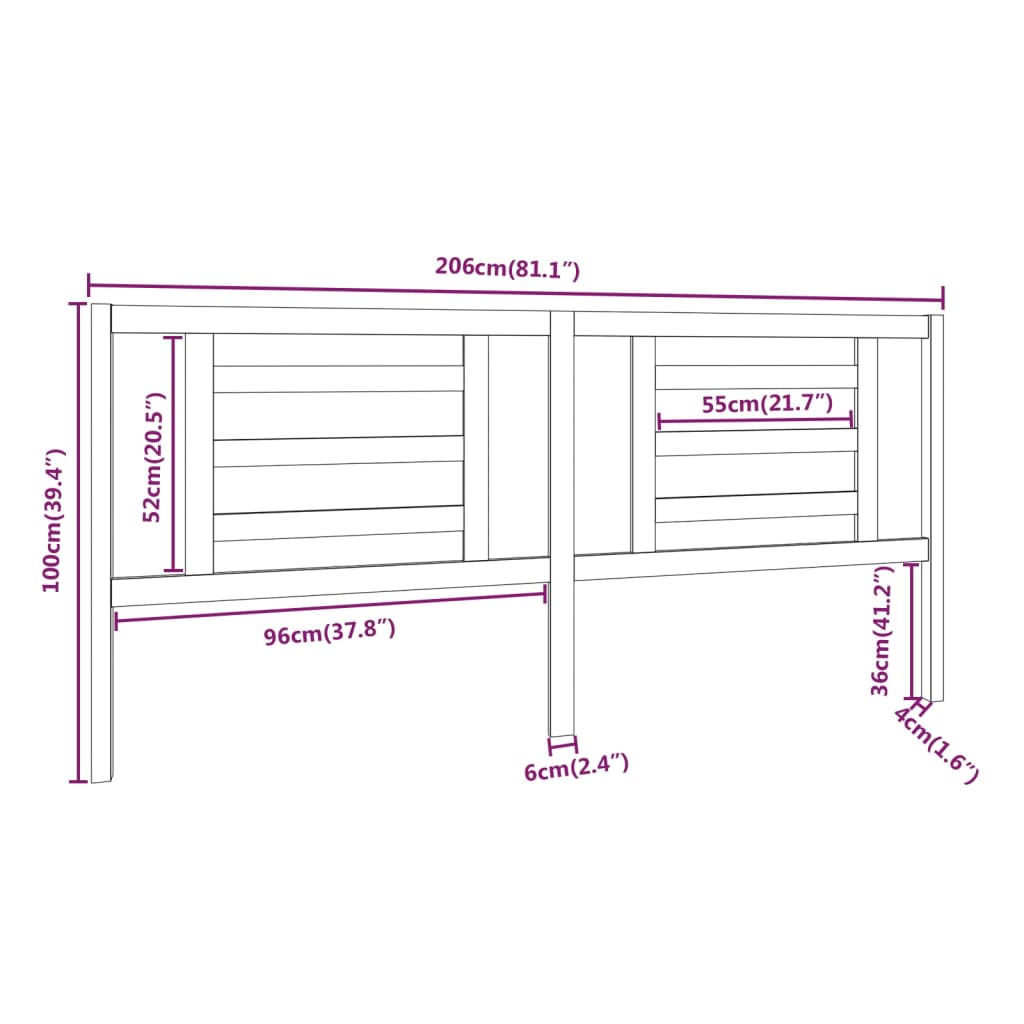 Hoofdbord 206x4x100 cm massief grenenhout grijs is nu te koop bij PeponiXL, paradijselijk wonen!