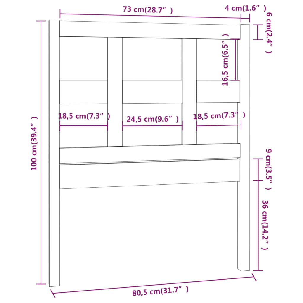 Hoofdbord 80,5x4x100 cm massief grenenhout grijs is nu te koop bij PeponiXL, paradijselijk wonen!