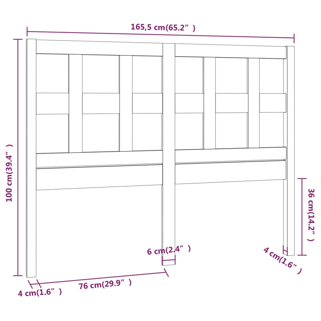 Hoofdbord 165,5x4x100 cm massief grenenhout grijs is nu te koop bij PeponiXL, paradijselijk wonen!