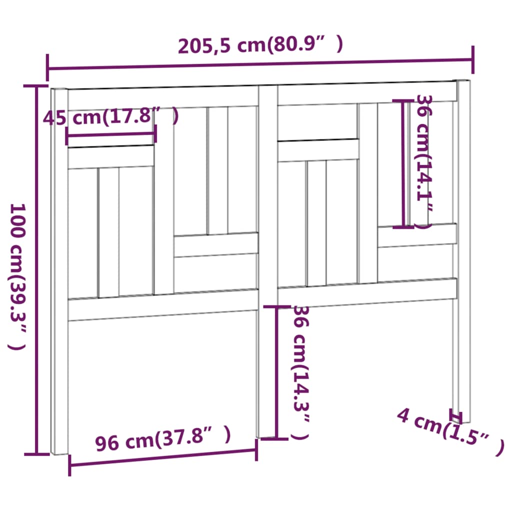 Hoofdbord 205,5x4x100 cm massief grenenhout grijs is nu te koop bij PeponiXL, paradijselijk wonen!